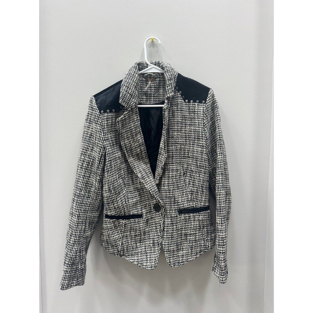 Free People Black and White Houndstooth Rodeo Blazer Size XSmall Jacket